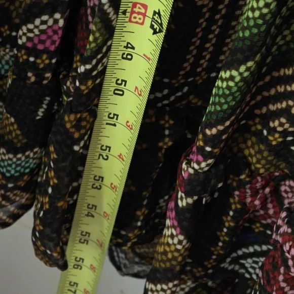 FARM Rio Rauti Maxi Dress XS Multi Abstract Tiered Long Sleeve, No Belt - Picture 10 of 13